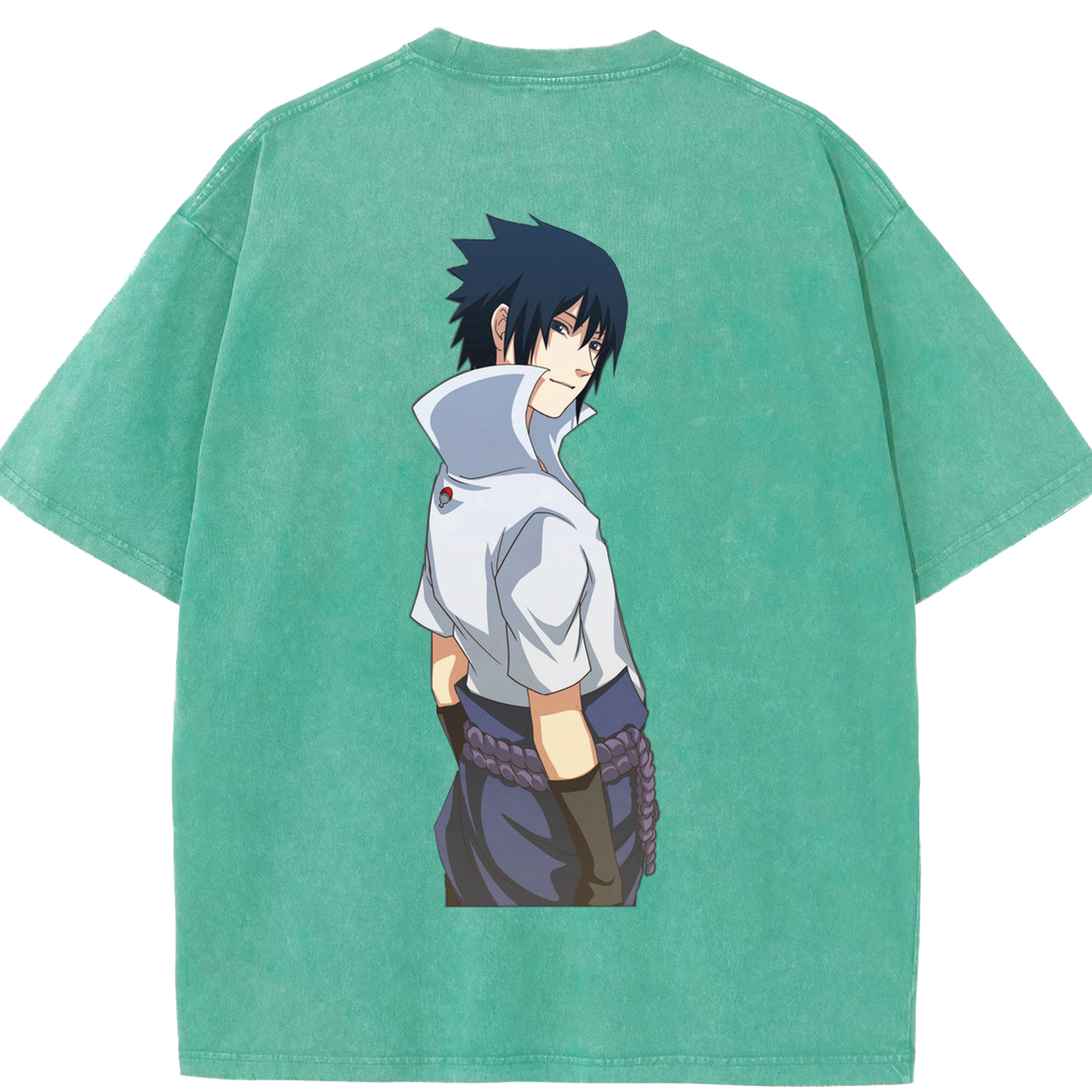 （画像用） NARUTO -ナルト- うちは サスケ Uchiha Sasuke 綿100% ヴィンテージ風 半袖Tシャツ（背面プリント）